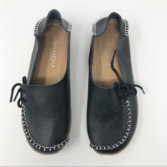 Doobu Collection Shoes - Doobu Collection Black Leather Moccasin Shoes 35